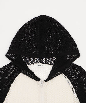 ラグランメッシュニットショートパーカー