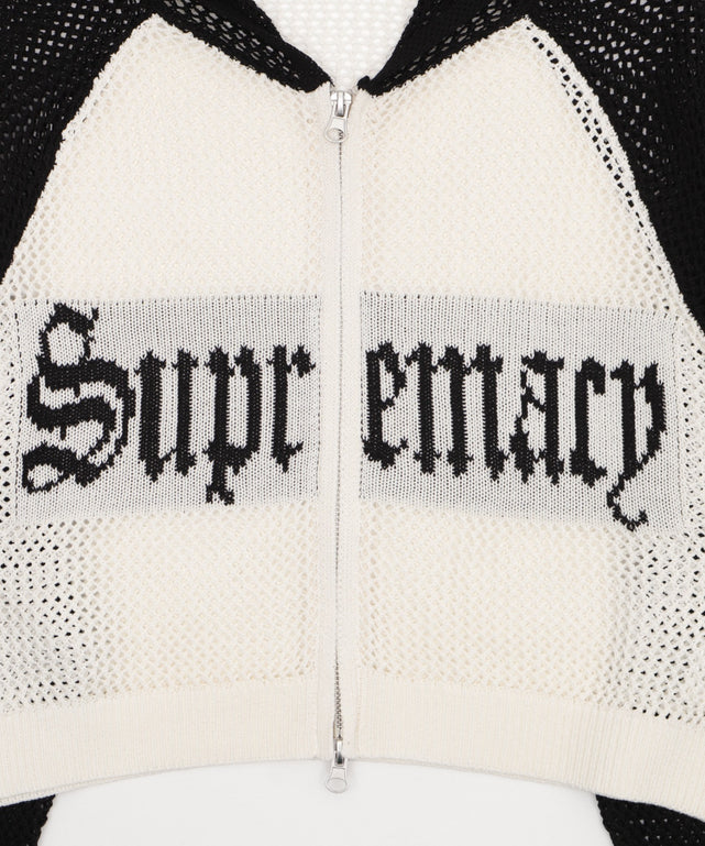 ラグランメッシュニットショートパーカー