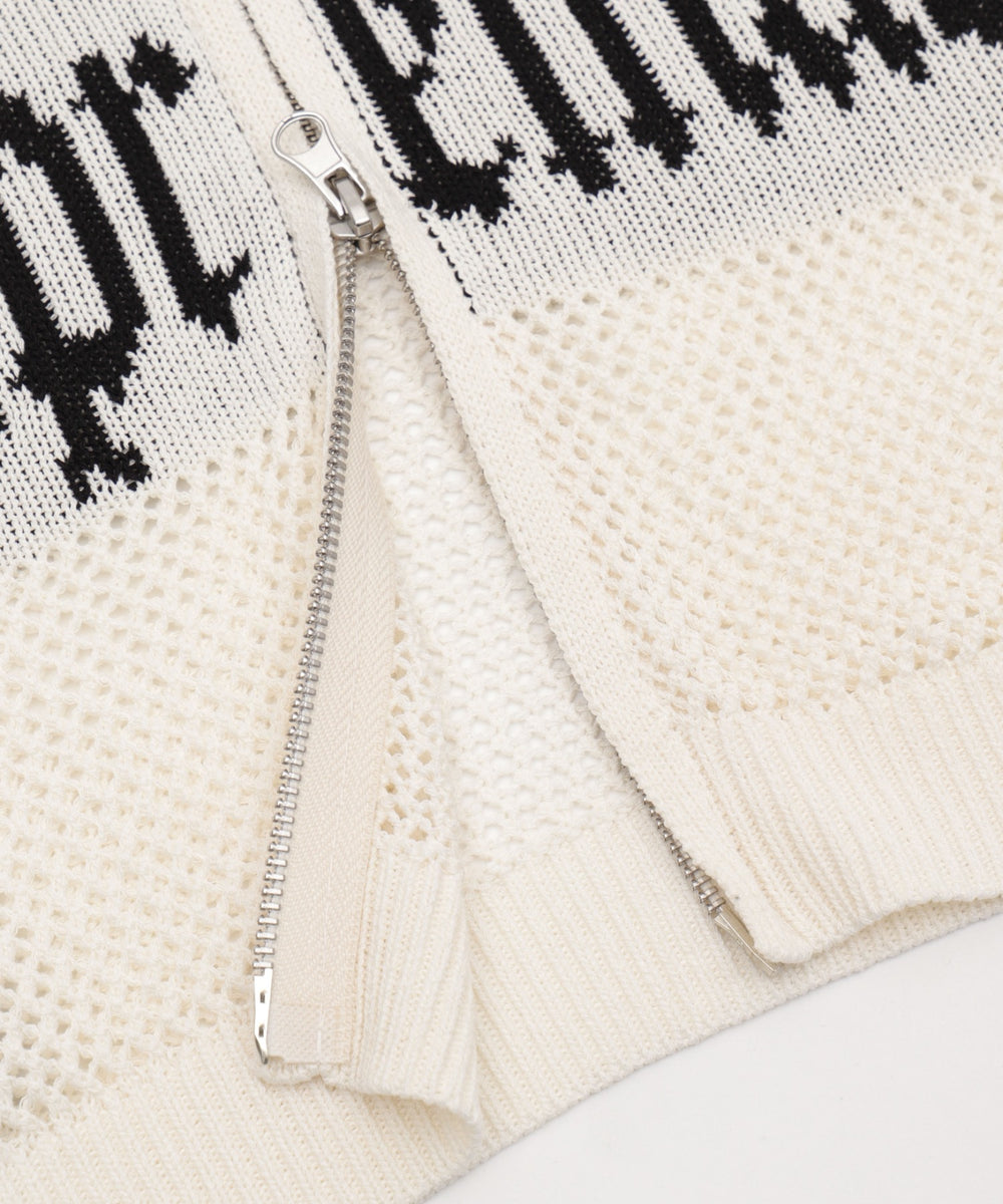 ラグランメッシュニットショートパーカー