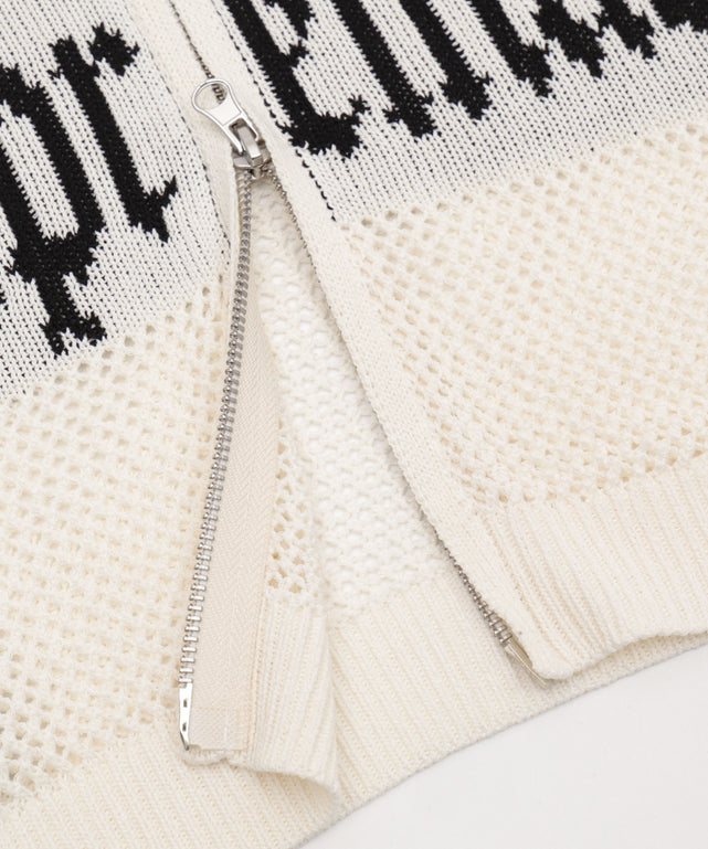 ラグランメッシュニットショートパーカー