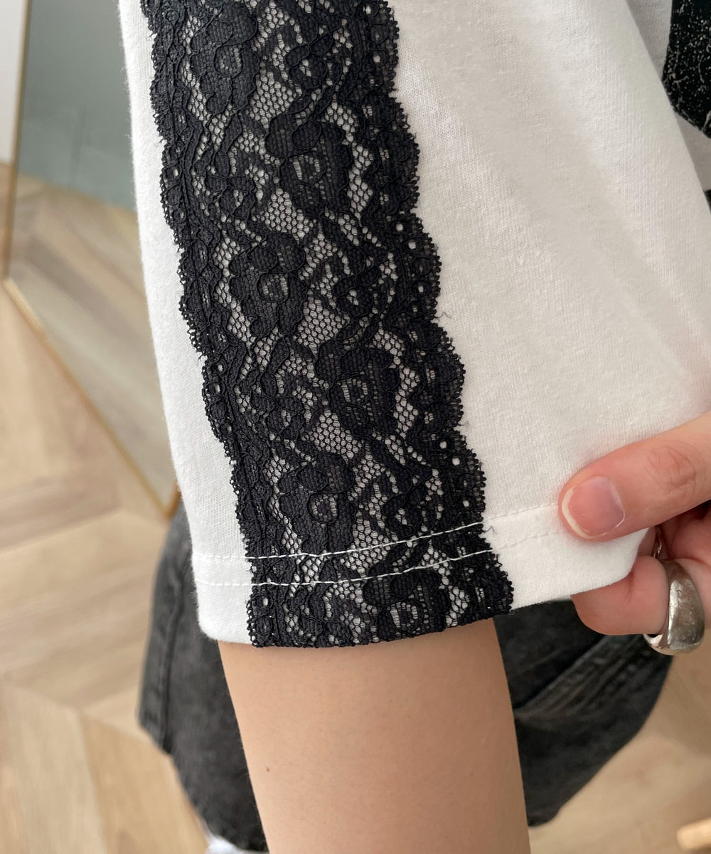 レースショルダーショートT