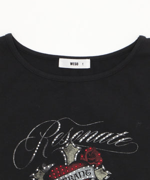 ラインストーンハートグラフィックちびT