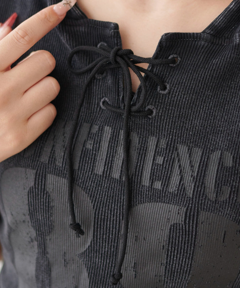 レースアップフードチビT