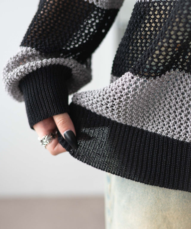 オフショルメッシュニット