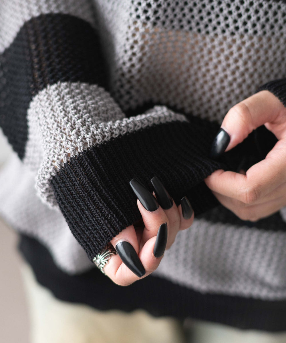 オフショルメッシュニット