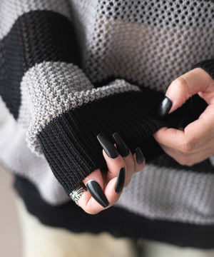 オフショルメッシュニット