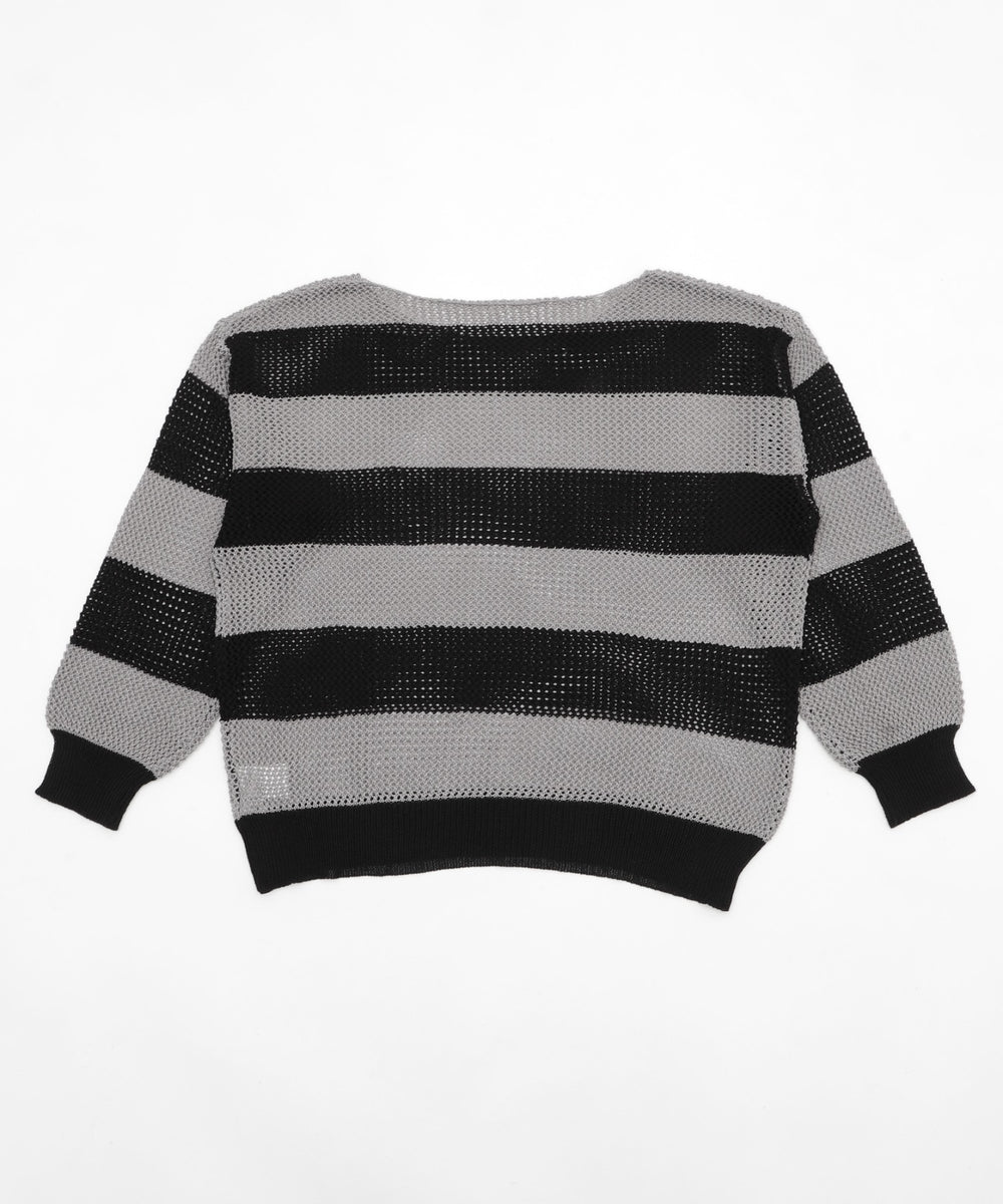 オフショルメッシュニット