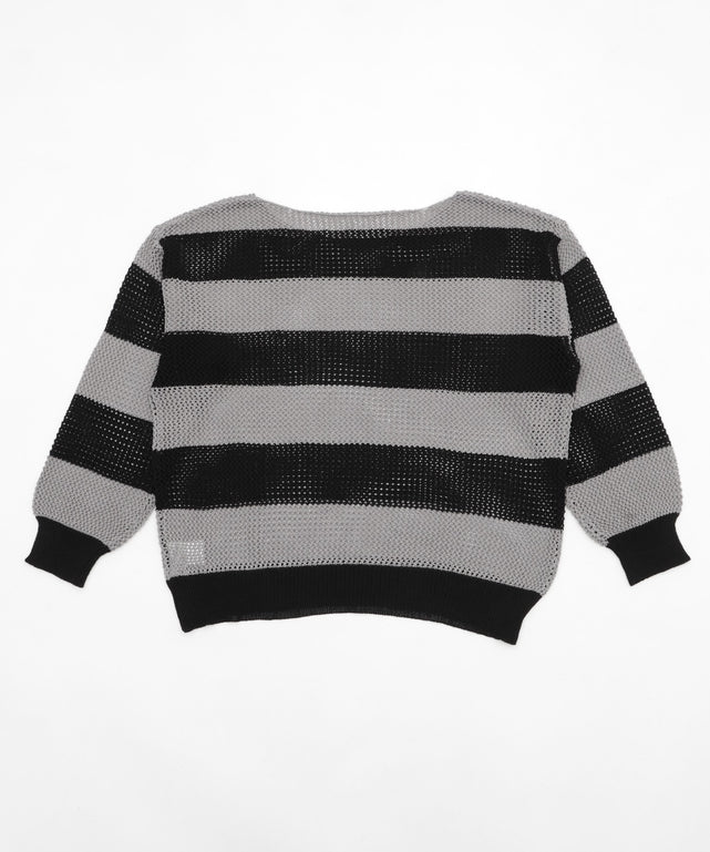 オフショルメッシュニット