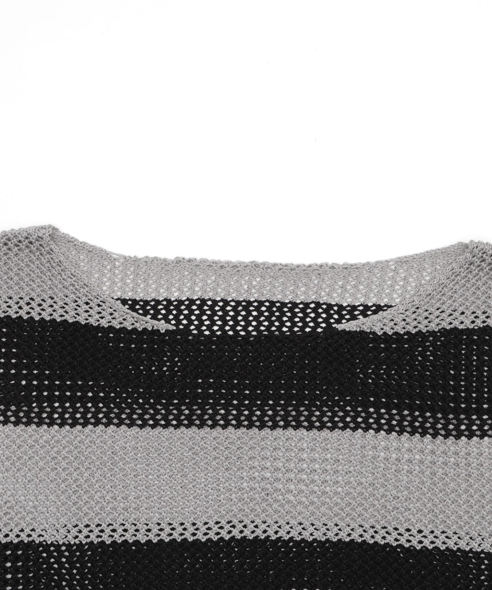 オフショルメッシュニット