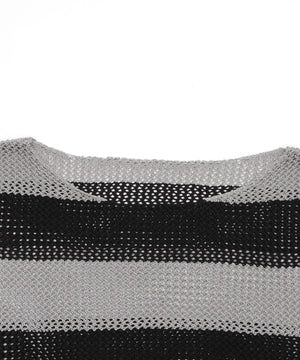 オフショルメッシュニット