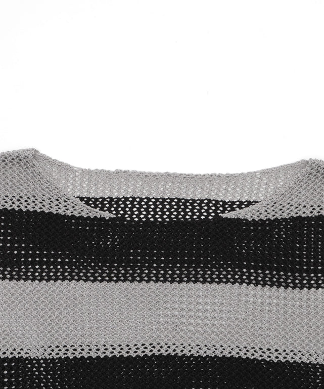 オフショルメッシュニット