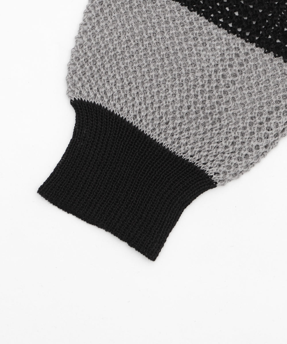 オフショルメッシュニット