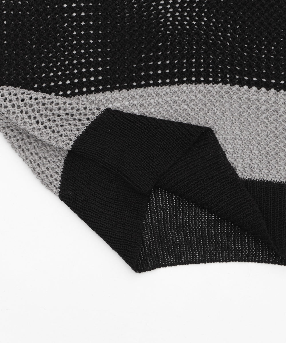 オフショルメッシュニット