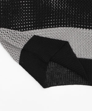 オフショルメッシュニット