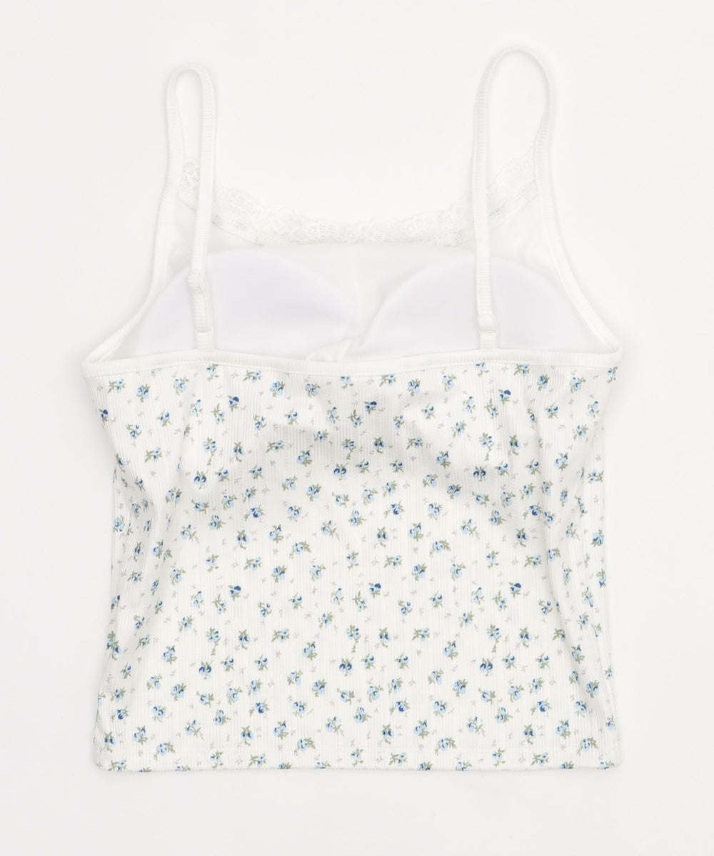 花柄レースカップインキャミ