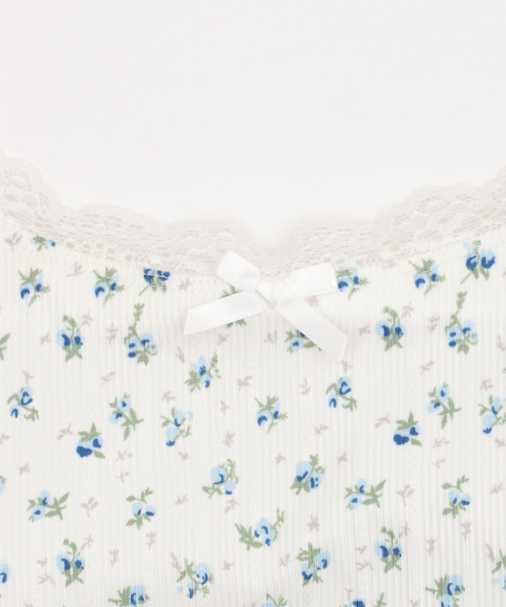 花柄レースカップインキャミ