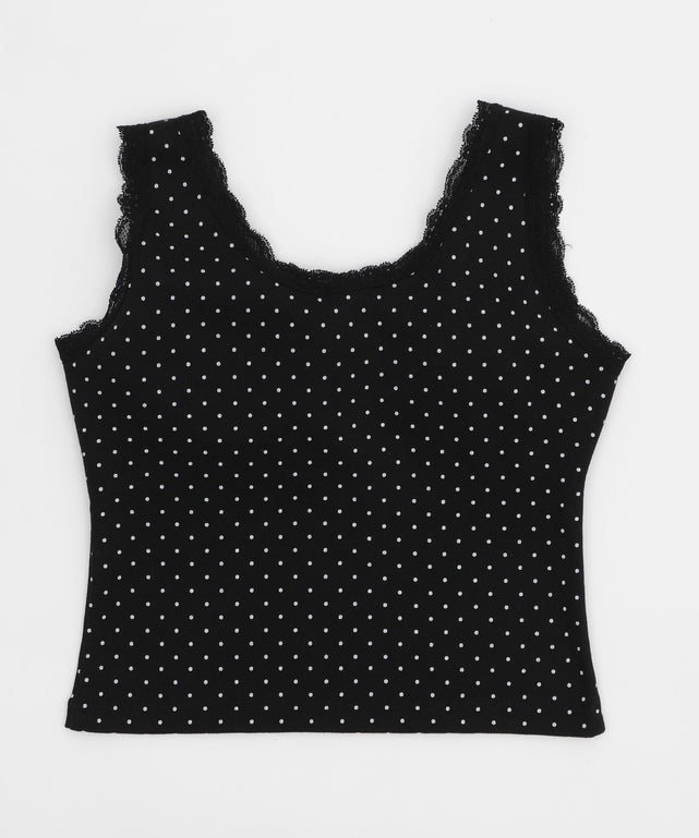 ドット柄レースカップインタンク