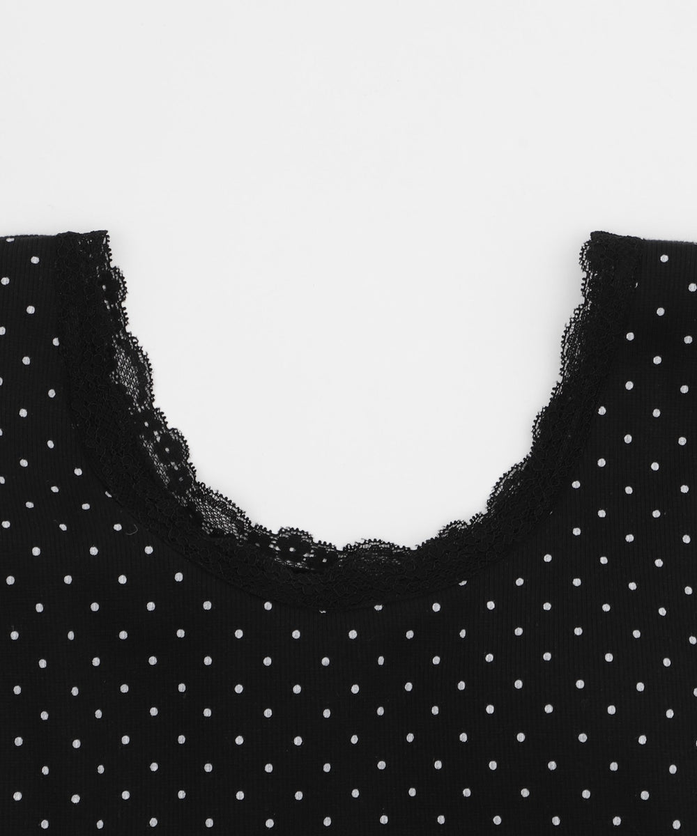 ドット柄レースカップインタンク