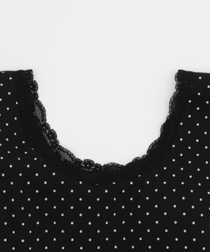 ドット柄レースカップインタンク