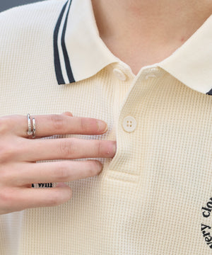 ワッフルラインポロ