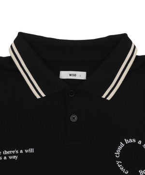 ワッフルラインポロ