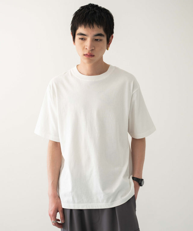 リラックスフィットコットンT（SS）/ホワイト　モデル:180cm L着用