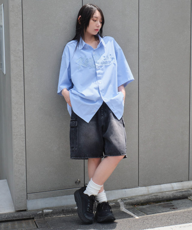 ブルーストライプ　モデル:159cm L着用