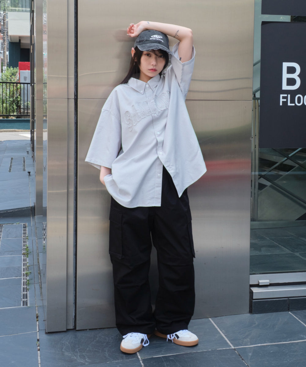 グレーストライプ　モデル:159cm L着用