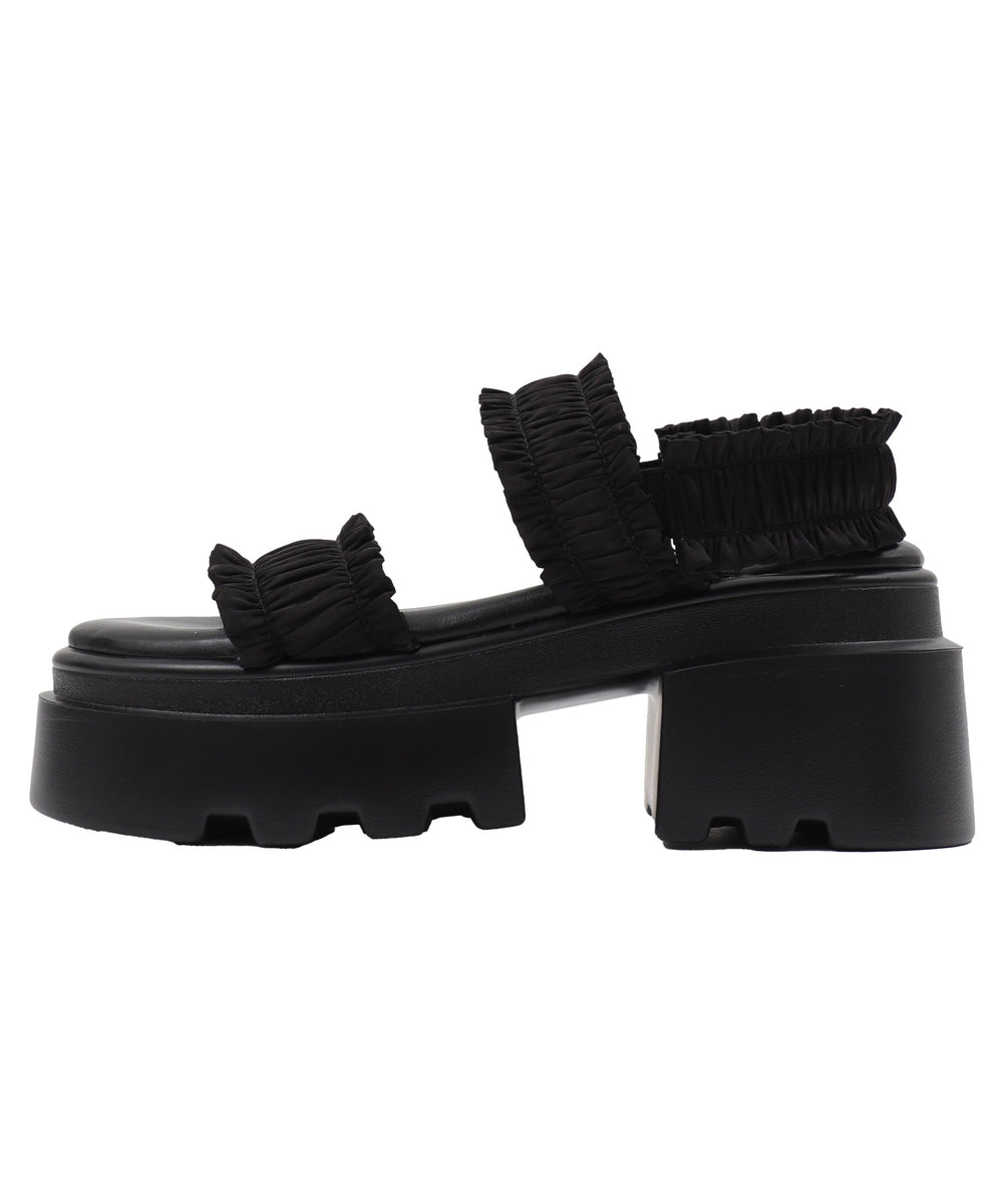 厚底フリルギャザーサンダル