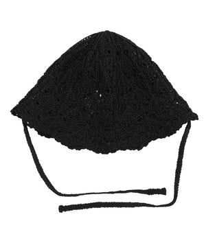 紐付きクロシェ編みハット