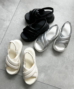 パテッドクロス厚底サンダル