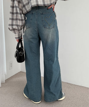 デニム中濃加工 モデル：158cm M着用