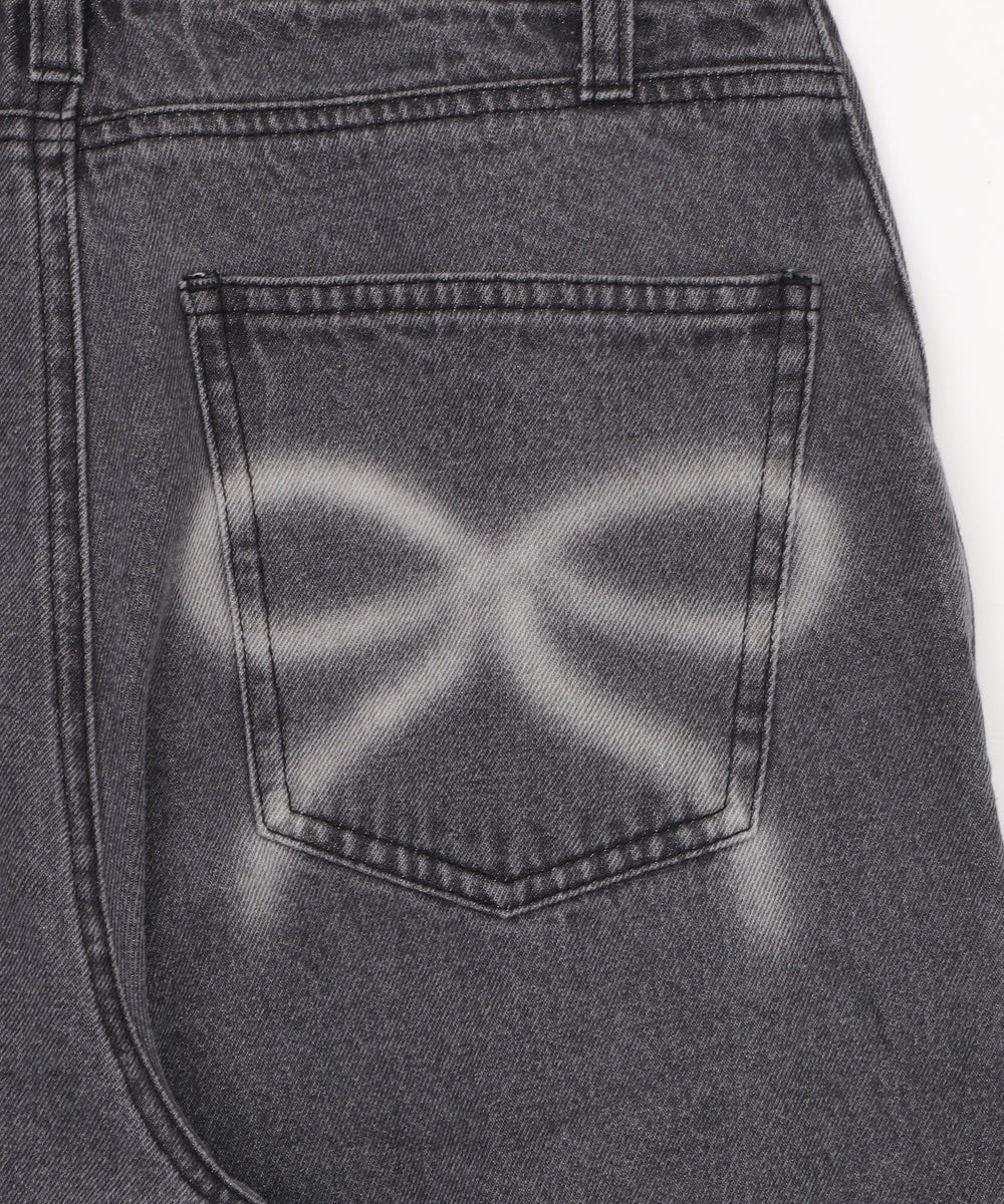 モチーフデニムタックパンツ