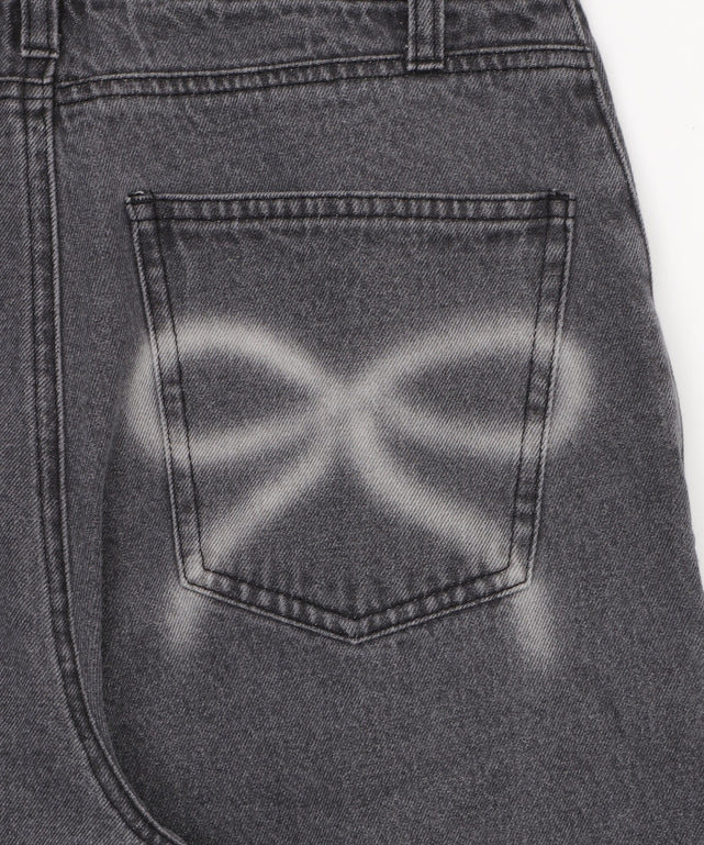 モチーフデニムタックパンツ