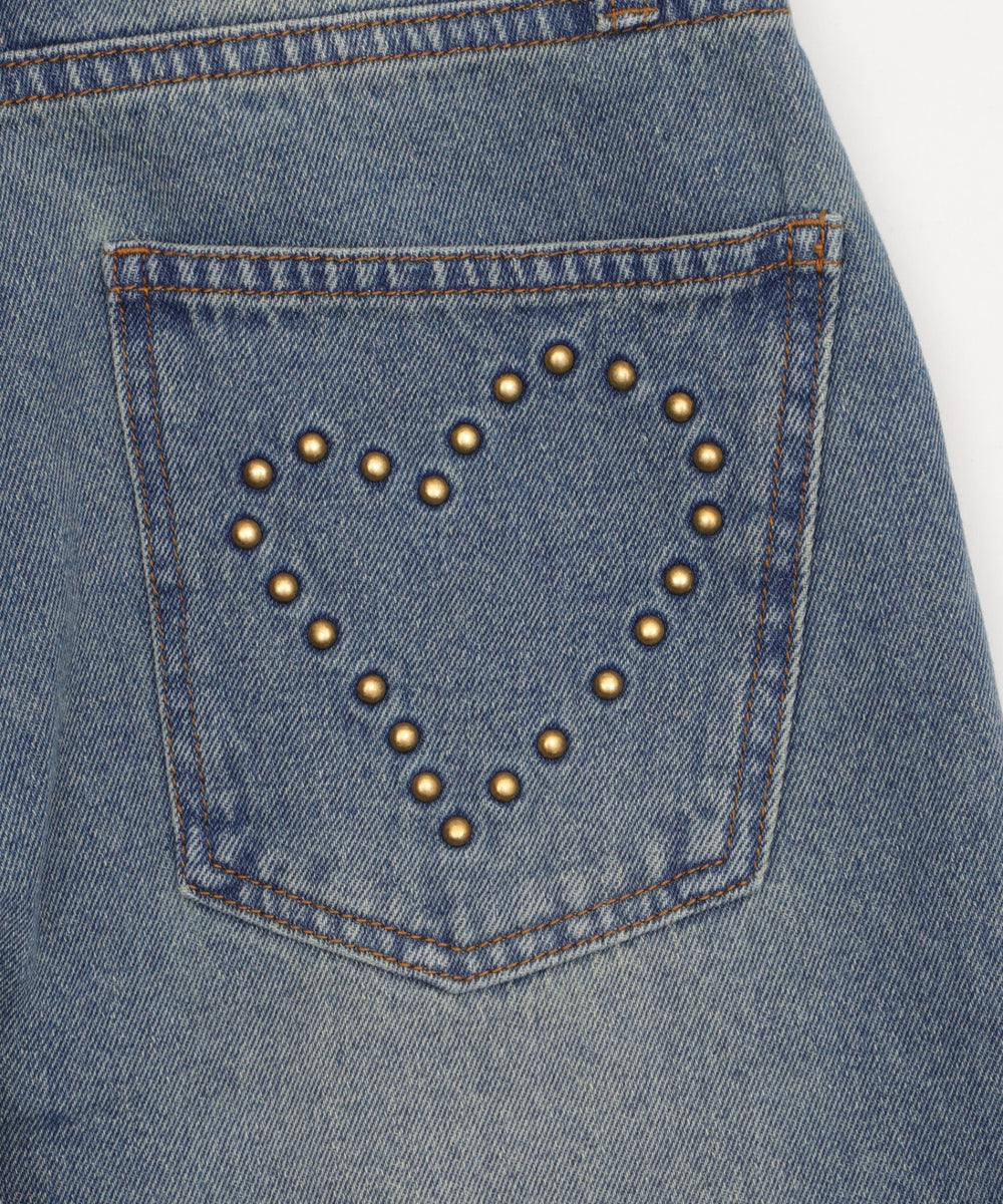 モチーフデニムタックパンツ