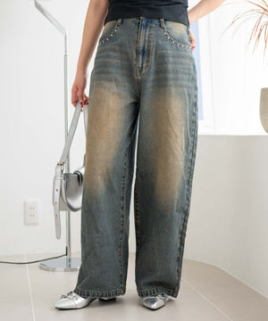 デニム中濃加工 モデル：155cm M着用