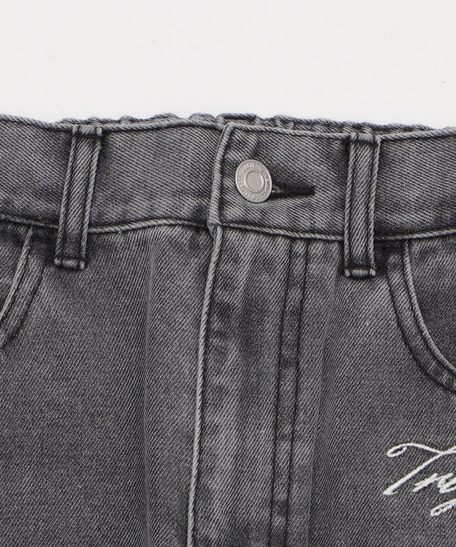 刺繍ロゴバレルレッグパンツ