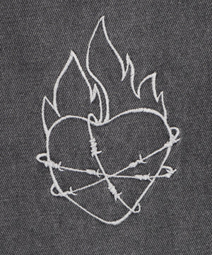 刺繍ロゴバレルレッグパンツ