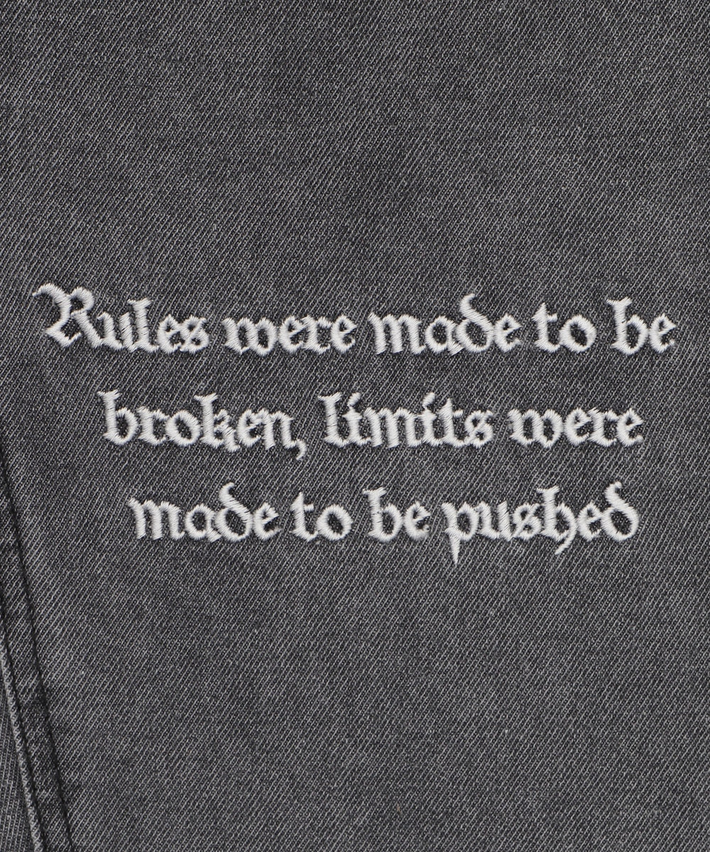 刺繍ロゴバレルレッグパンツ