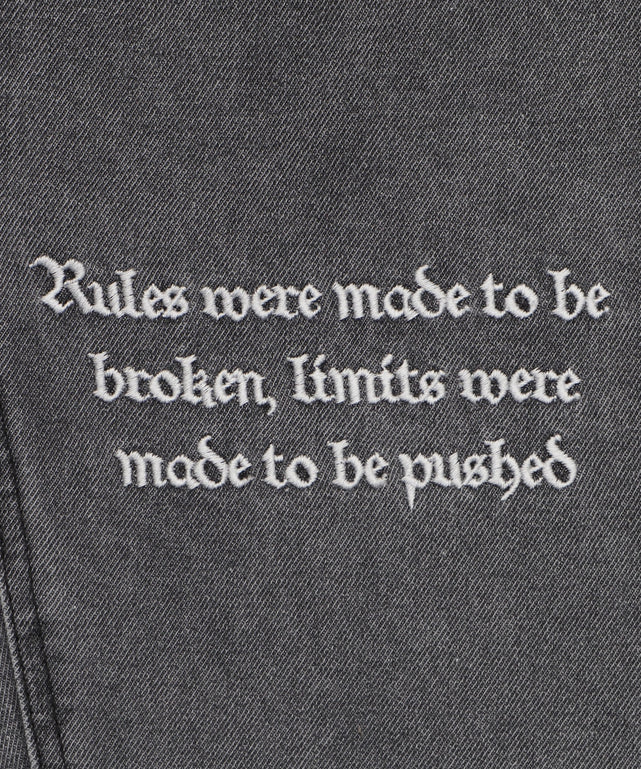 刺繍ロゴバレルレッグパンツ