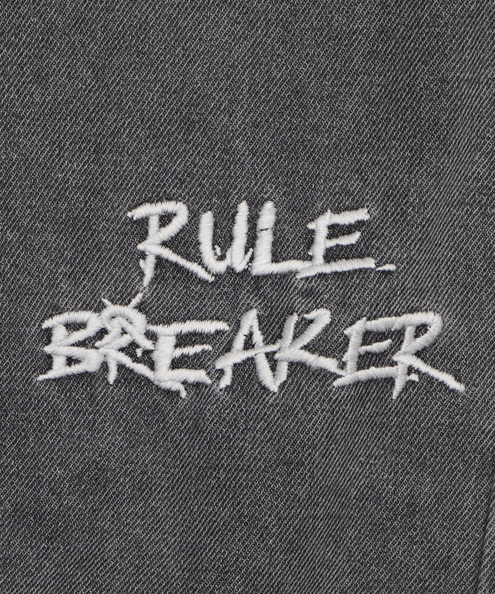 刺繍ロゴバレルレッグパンツ