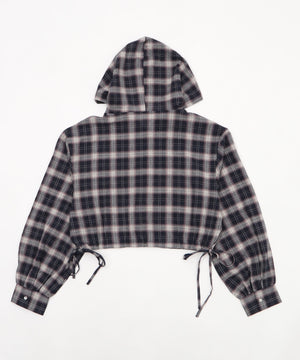 チェックショートフードシャツ