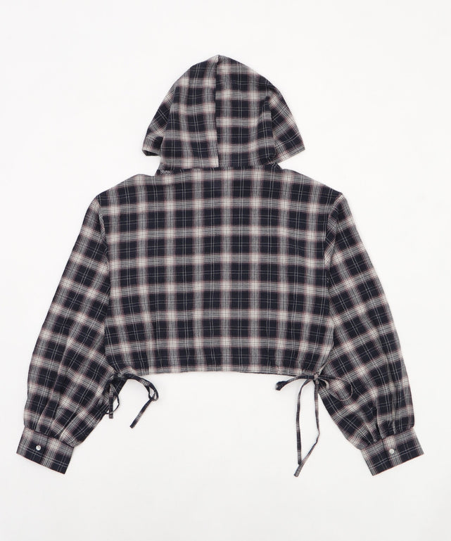 チェックショートフードシャツ