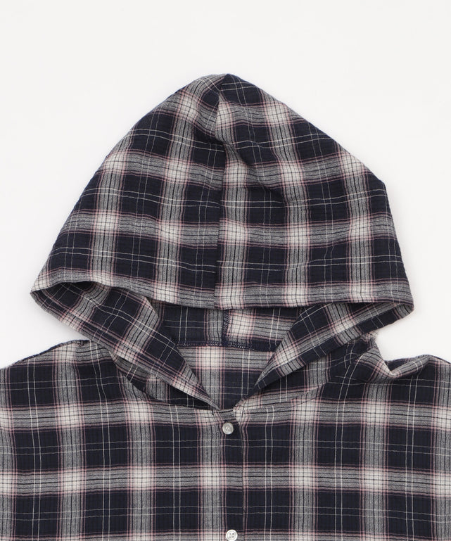 チェックショートフードシャツ
