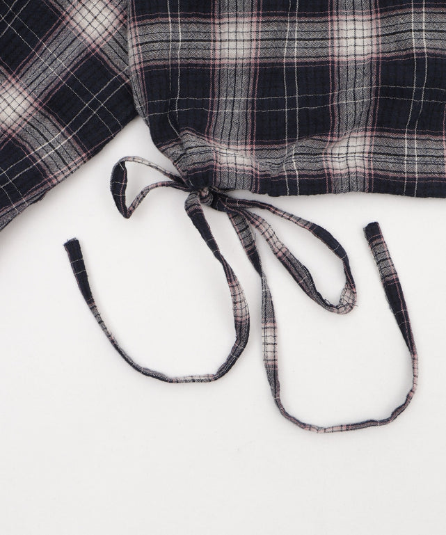 チェックショートフードシャツ