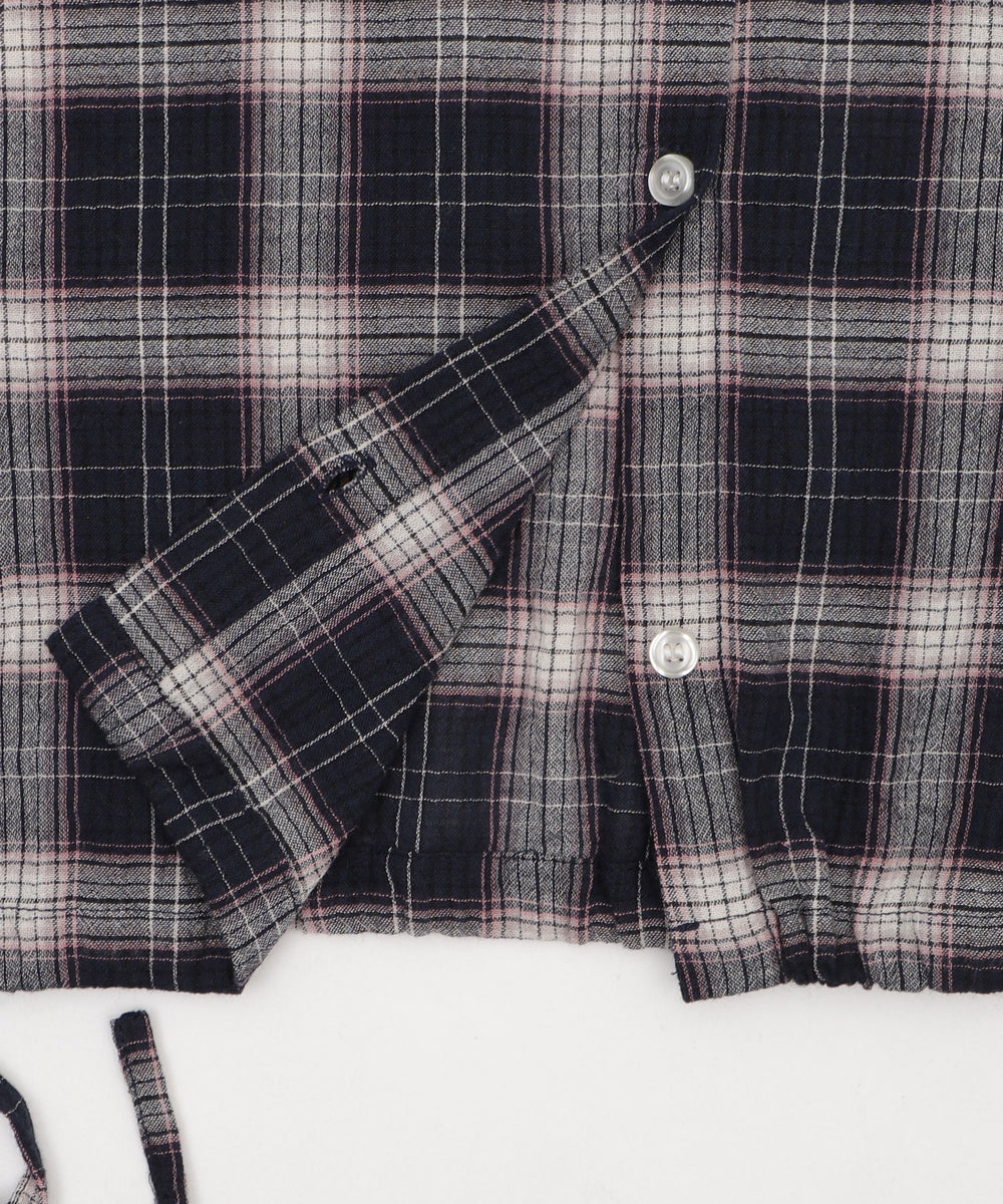 チェックショートフードシャツ