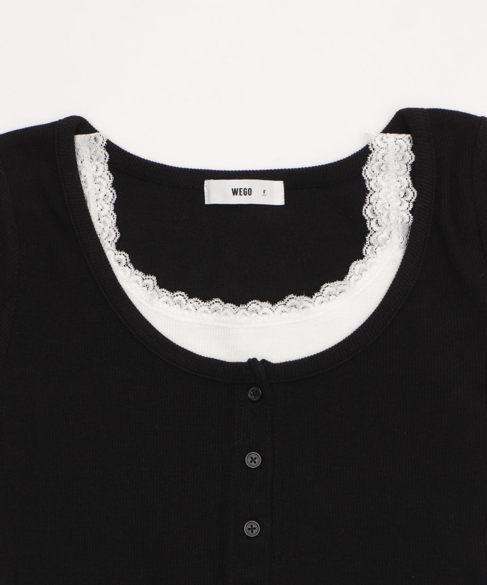 レースキャミレイヤード風ちびT