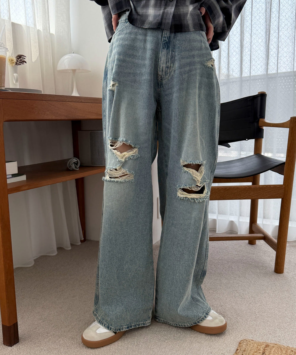 デニム淡加工 モデル：158cm M着用