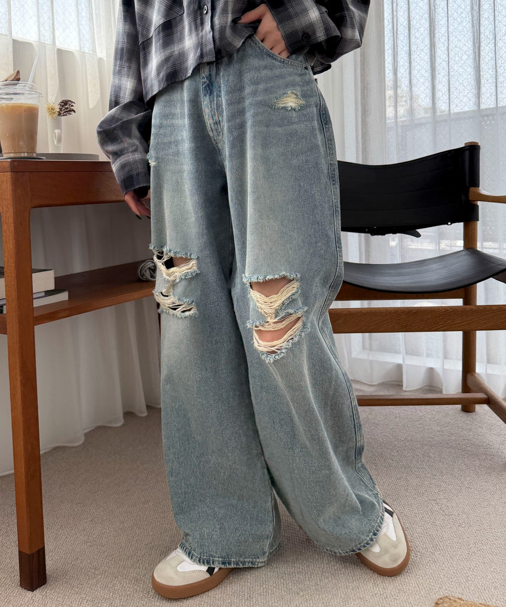 デニム淡加工 モデル：158cm M着用