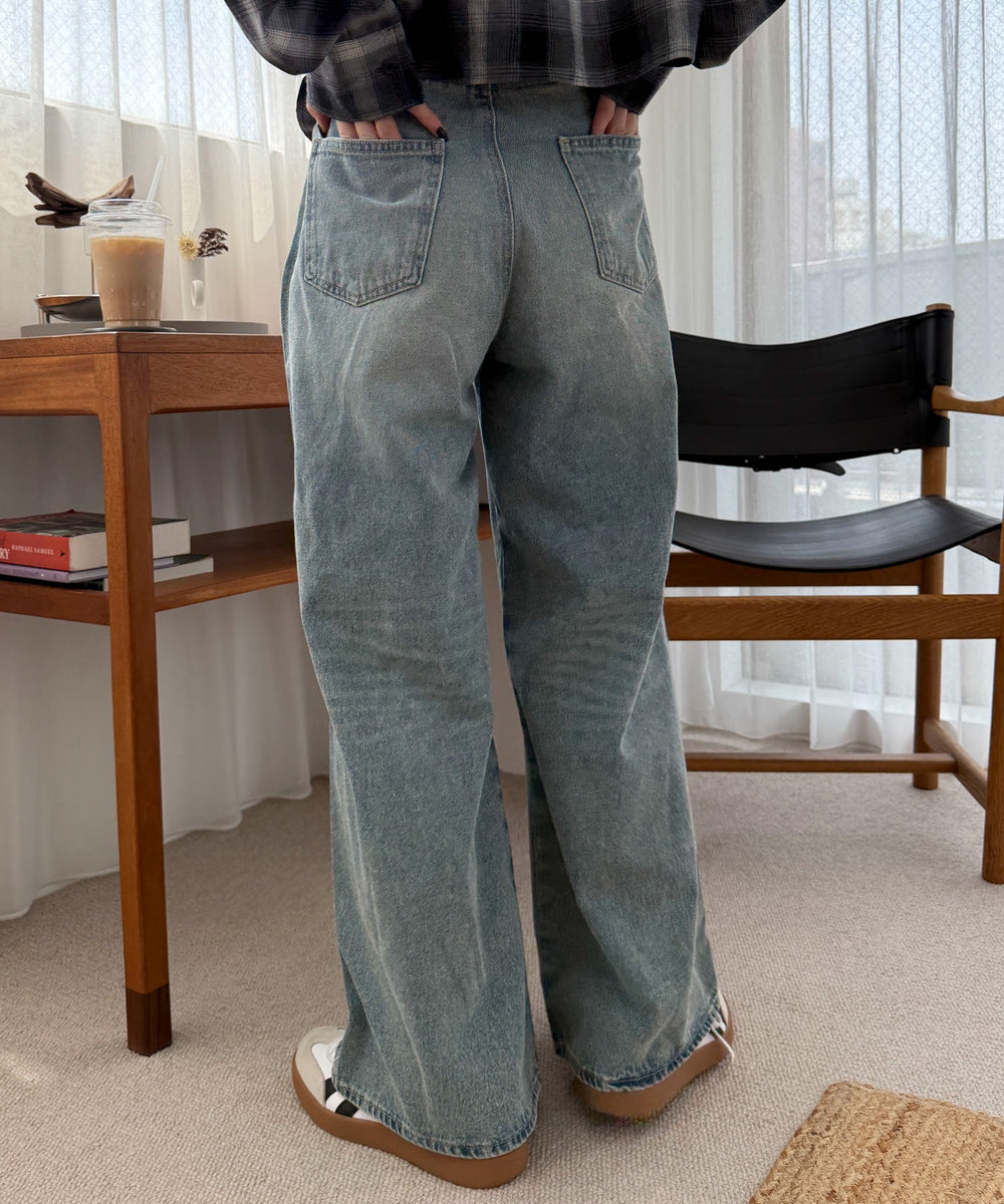 デニム淡加工 モデル：158cm M着用